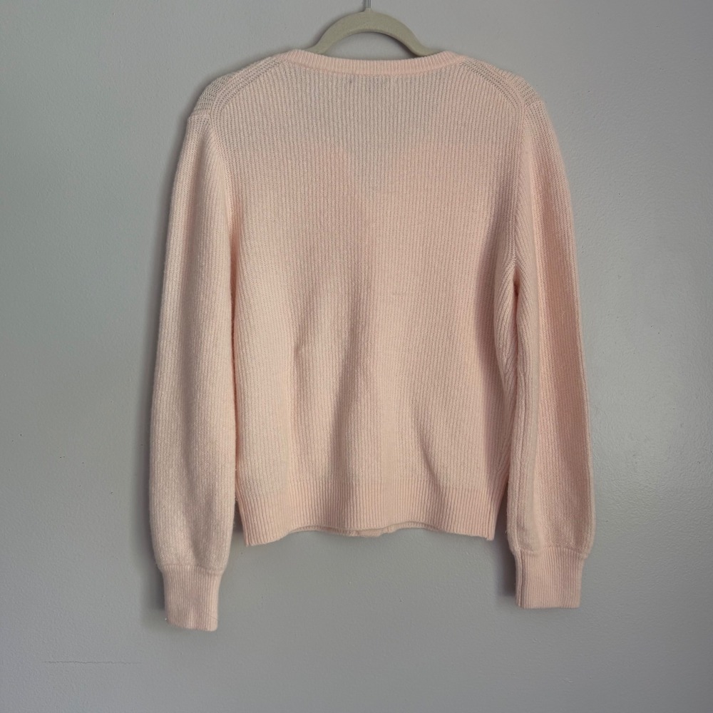 J.Crew Pink Ribbed Merino Wool Alpaca Blend Rhinestone Button Cardigan Small - Picture 4 of 6